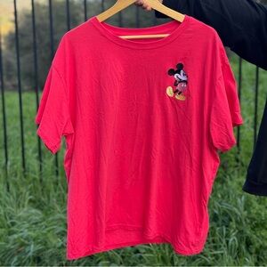 Unisex Red Disney Embroidered Mickey Mouse Keep Going Keep Growing T-Shirt 2X